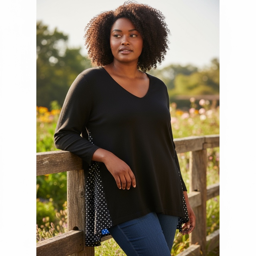 Elegant Black V-Neck Women's Top